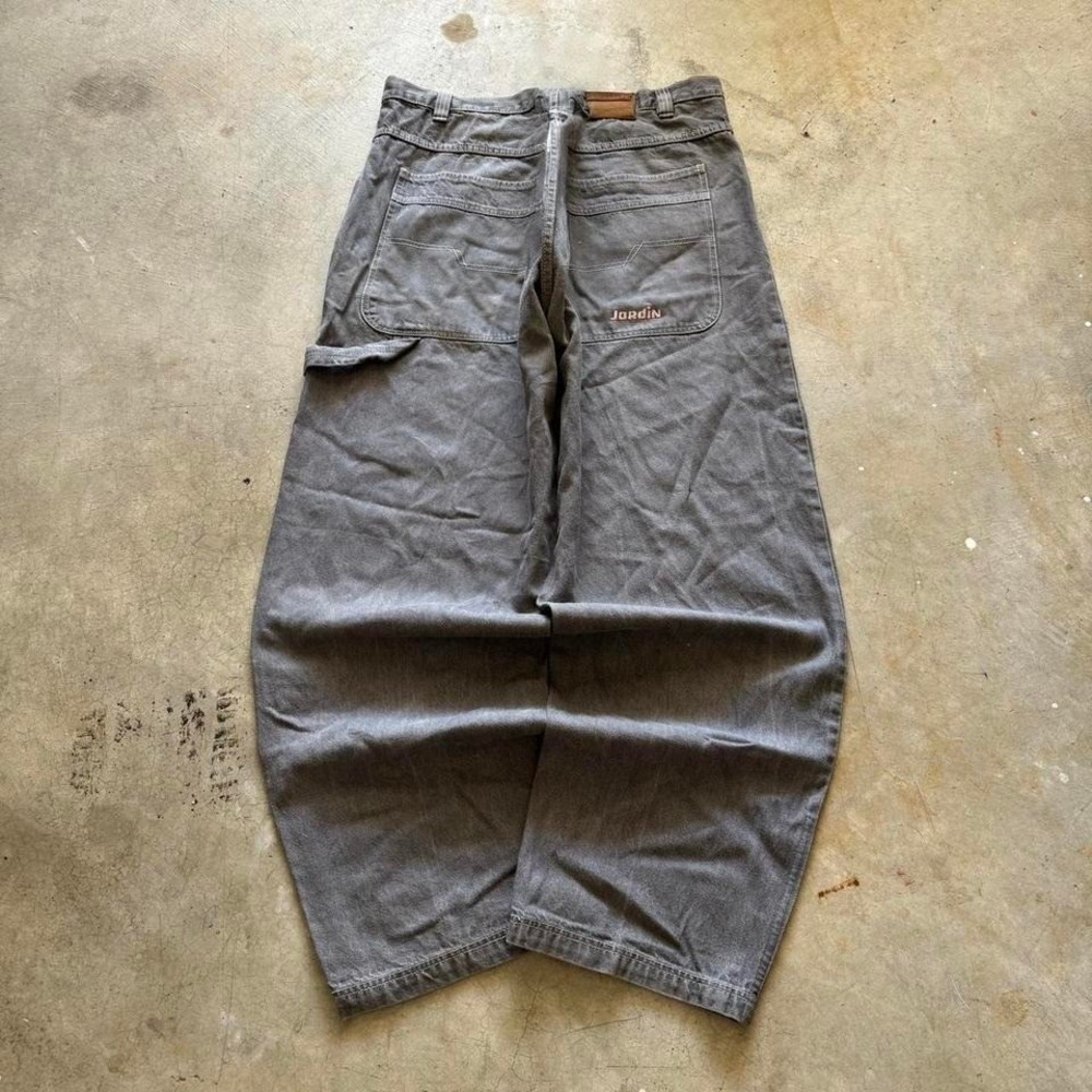 Baggy Jordin Gray Carpenter Wide Leg Denim Jeans Big Pocket Surf Summer VTG Y2k